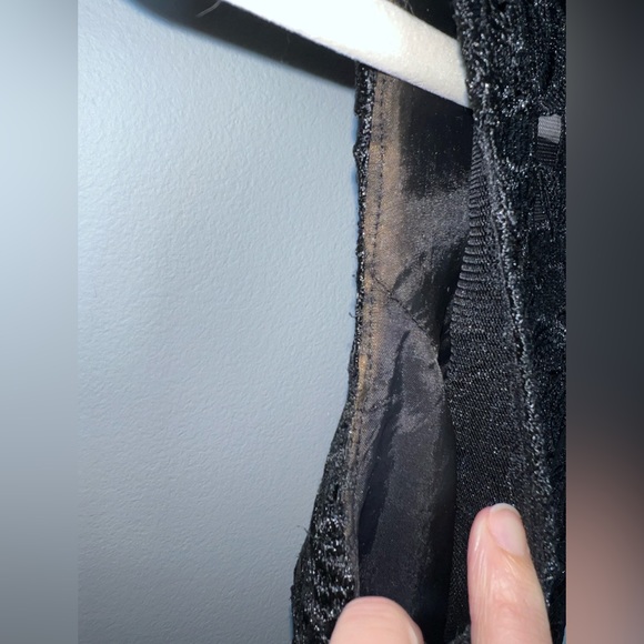 &ML Monique Lhuillier Facade Sheath black lace brocade sz 0 *flawed inside - Picture 8 of 16